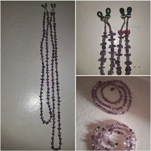 Amethyst chain thingy for glasses/face mask. Handmade.